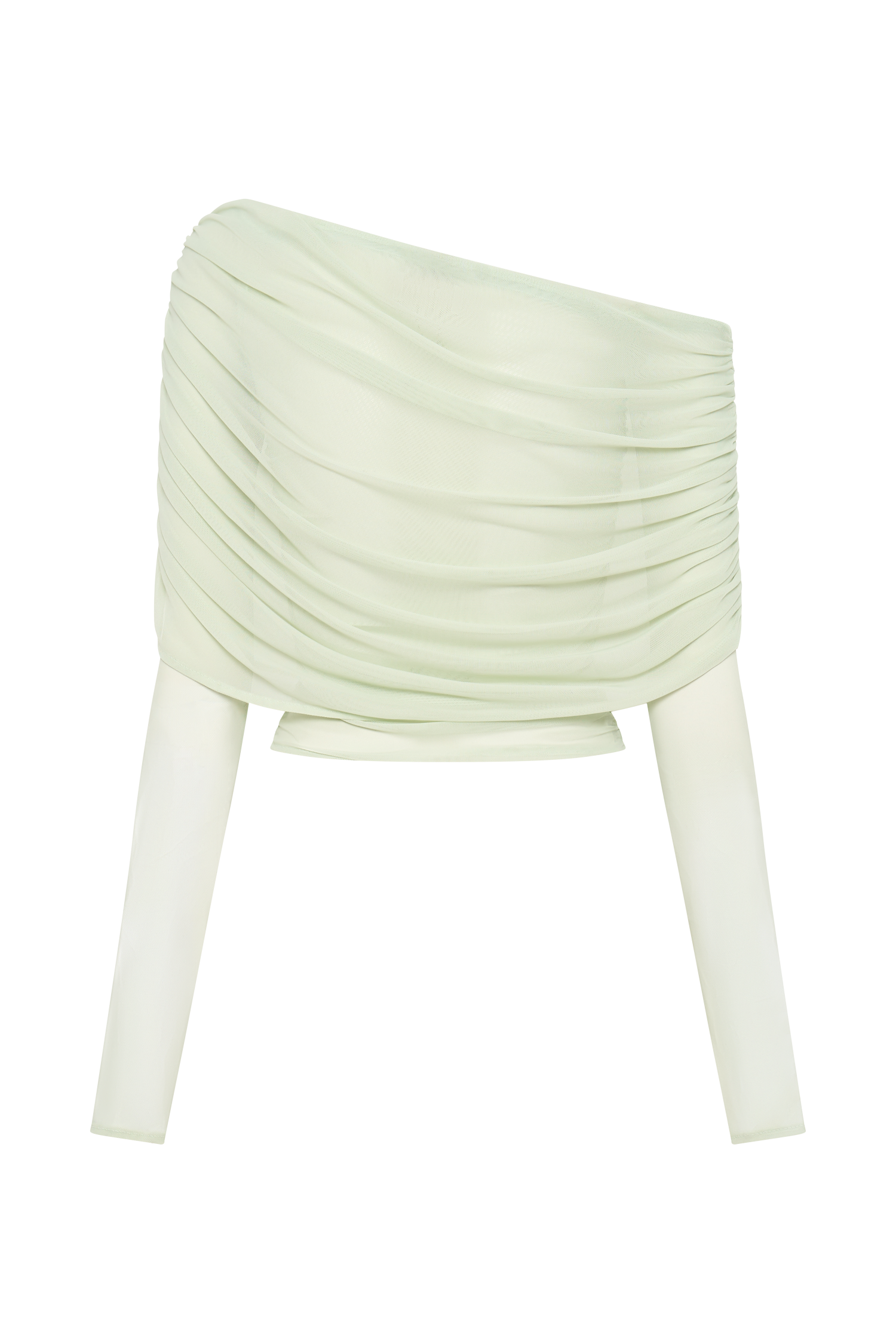 Green Sheer Mesh Off Shoulder Top