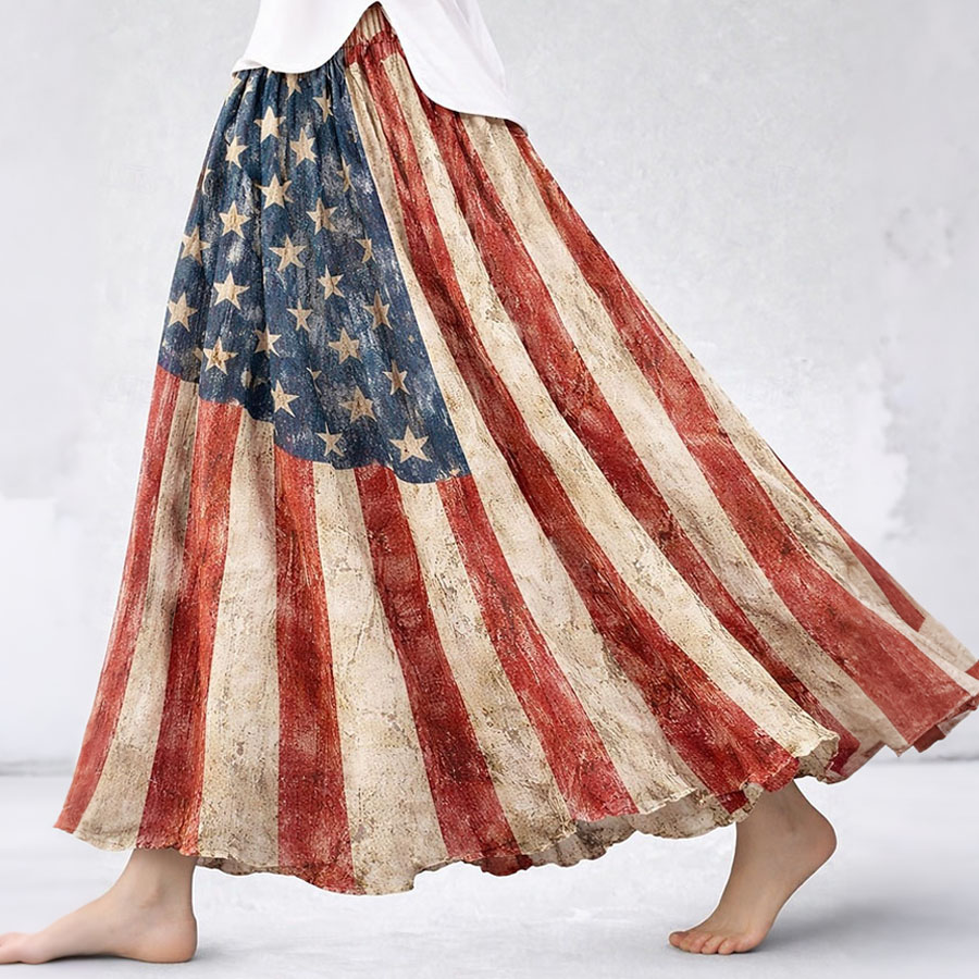 Women'S Leisure Independence Day 250Th Anniversary Commemorative Printed Pendant Skirt Half Body Skirt