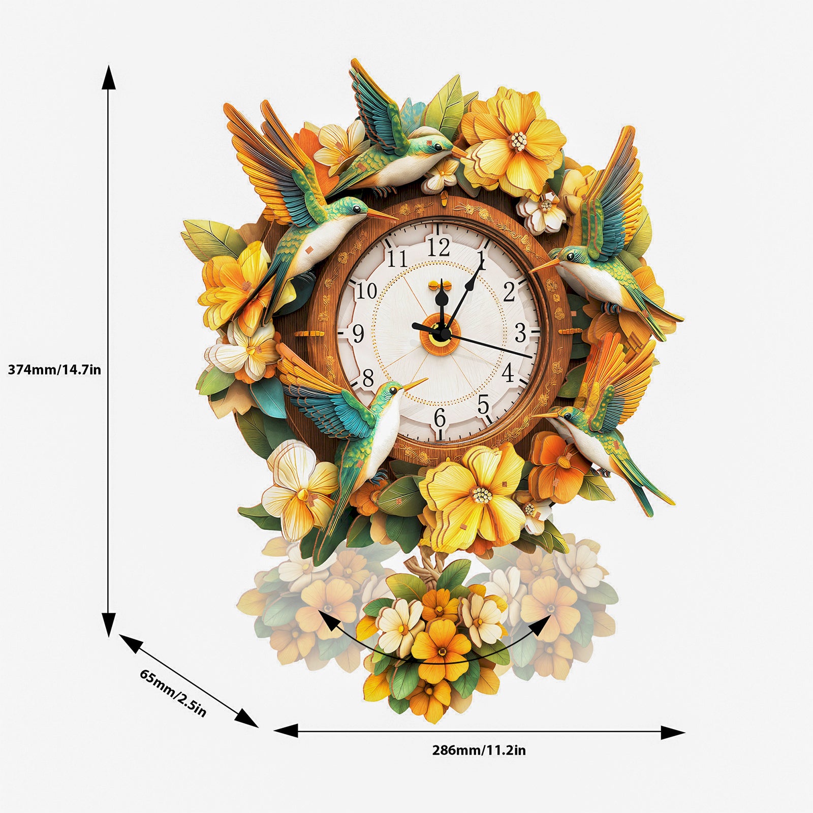 Hummingbirdâ€“ DIY Wooden Clock, 3D Puzzle Craft Kit