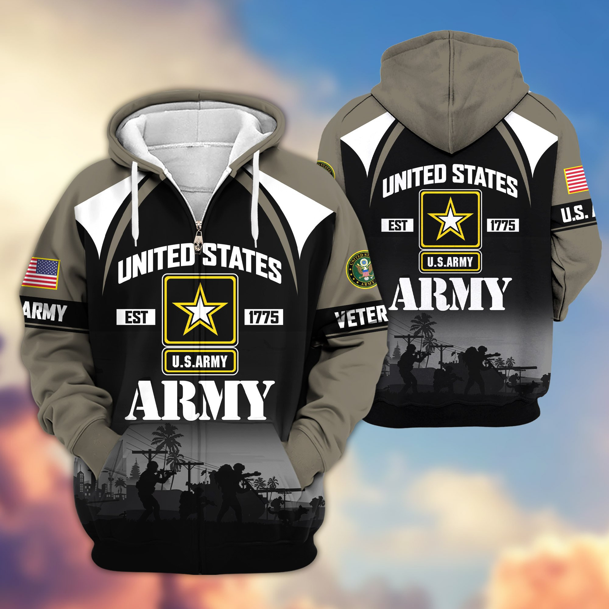 Premium US Veterans Zip Hoodie