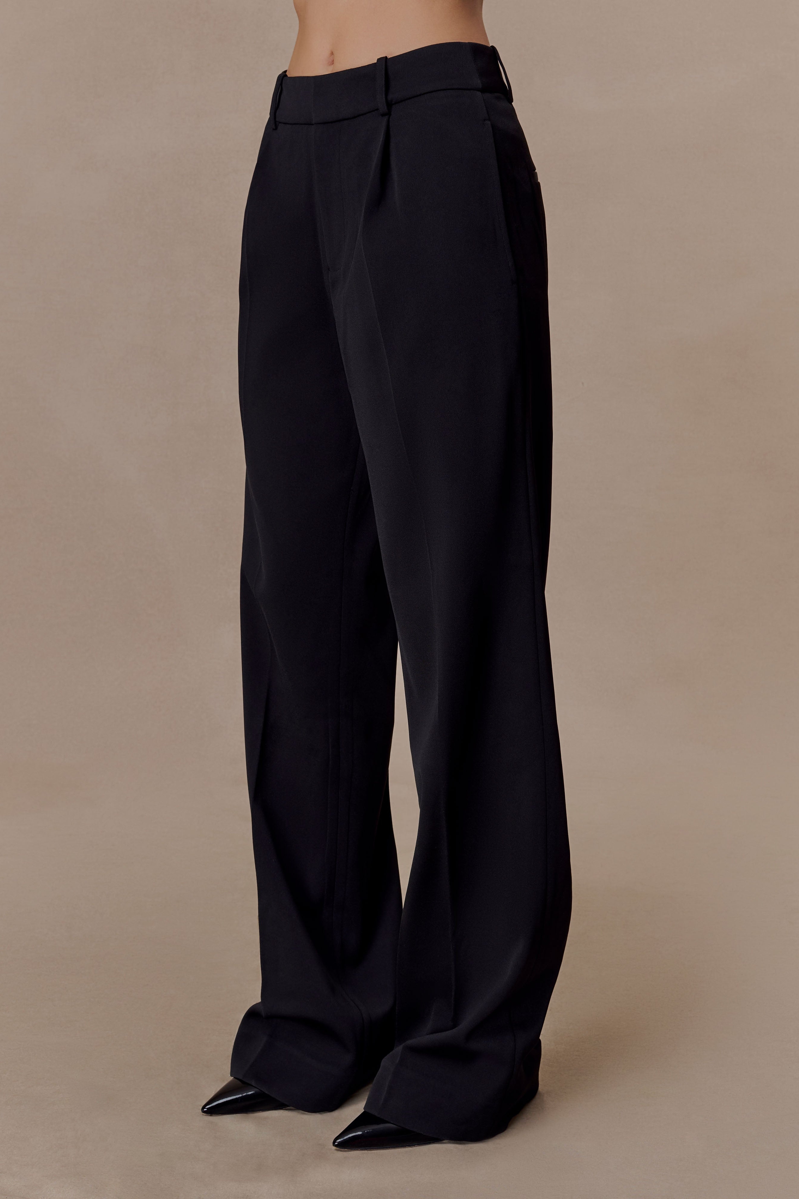 Black Satin Straight Leg Pant