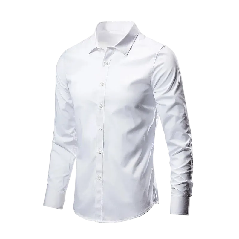 Men'S White Shirt Long Sleeves Free Ironing Business Formal Slim Fit Korean Style Professional Work Men'S White Casual Suit Shirt
