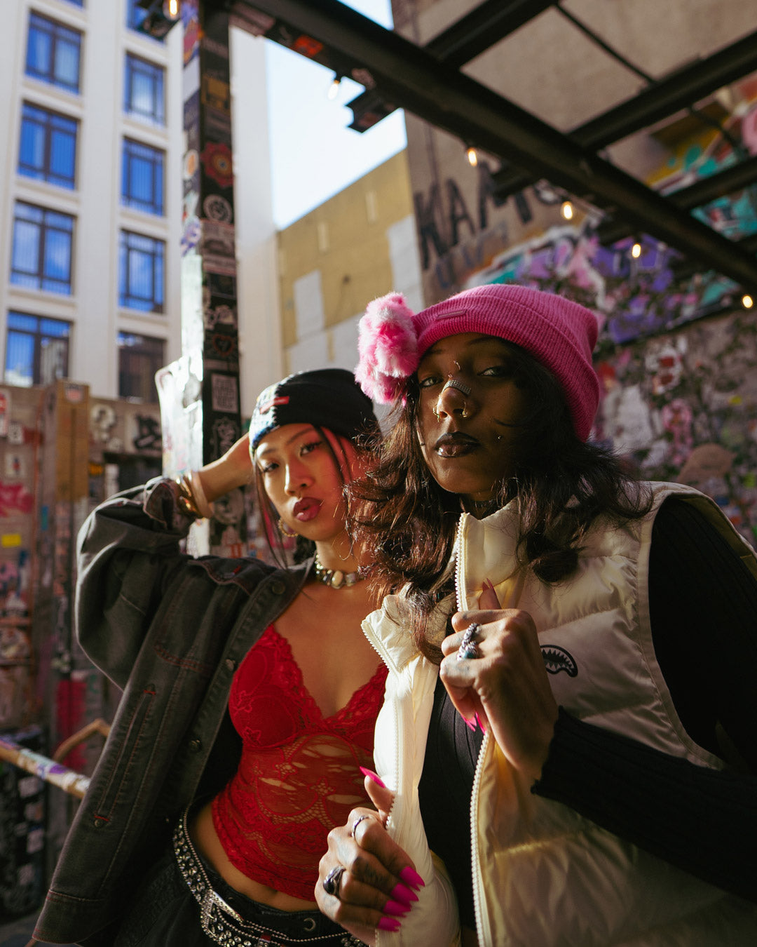 PINK LIL BEAR PUFF BEANIE