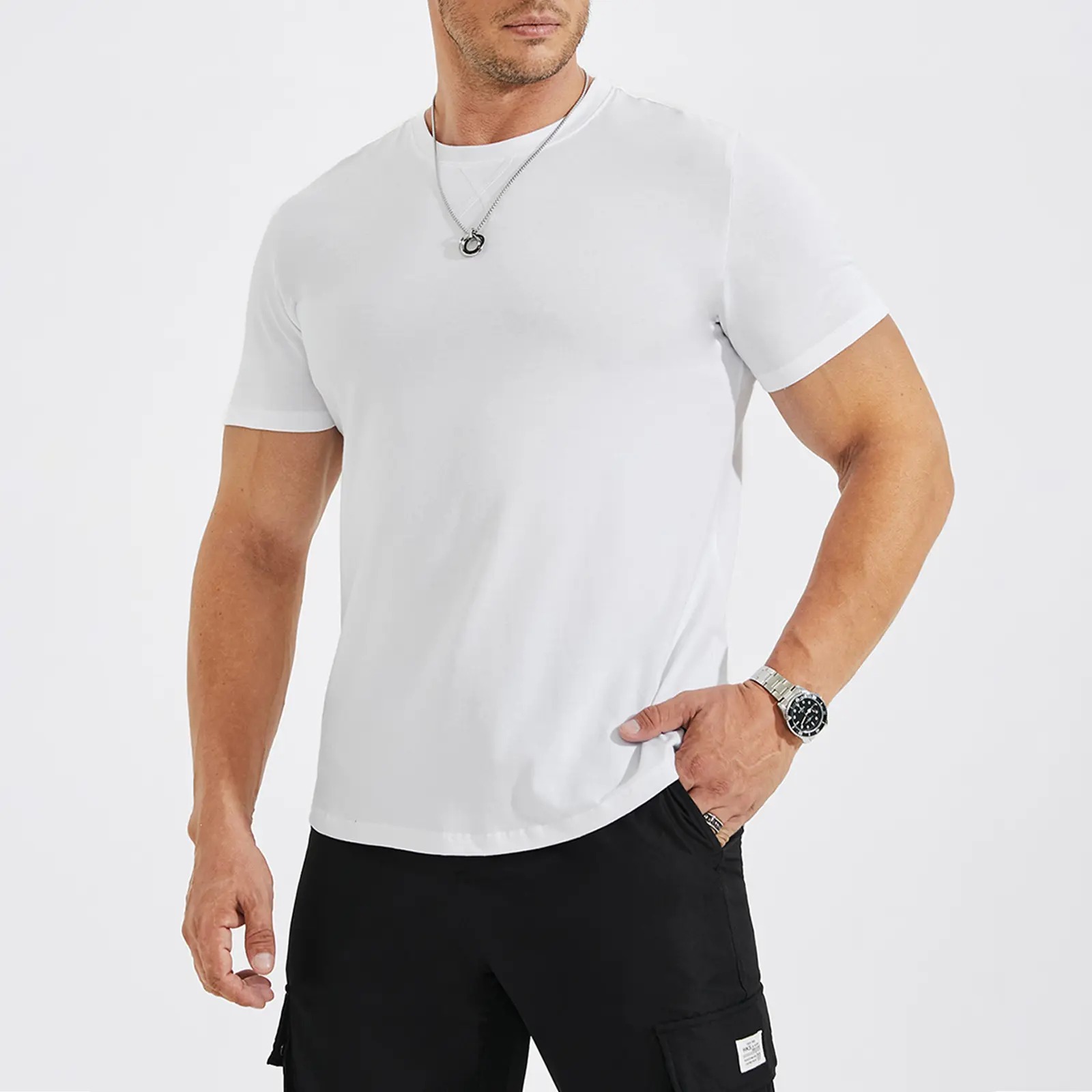 Men's Hipster Longline Crewneck T-Shirt