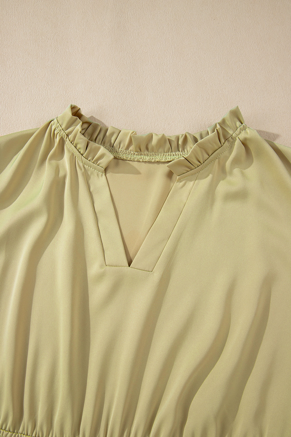 Laurel Green Notched V Neck Puff Sleeve Plus Size Maxi Dress