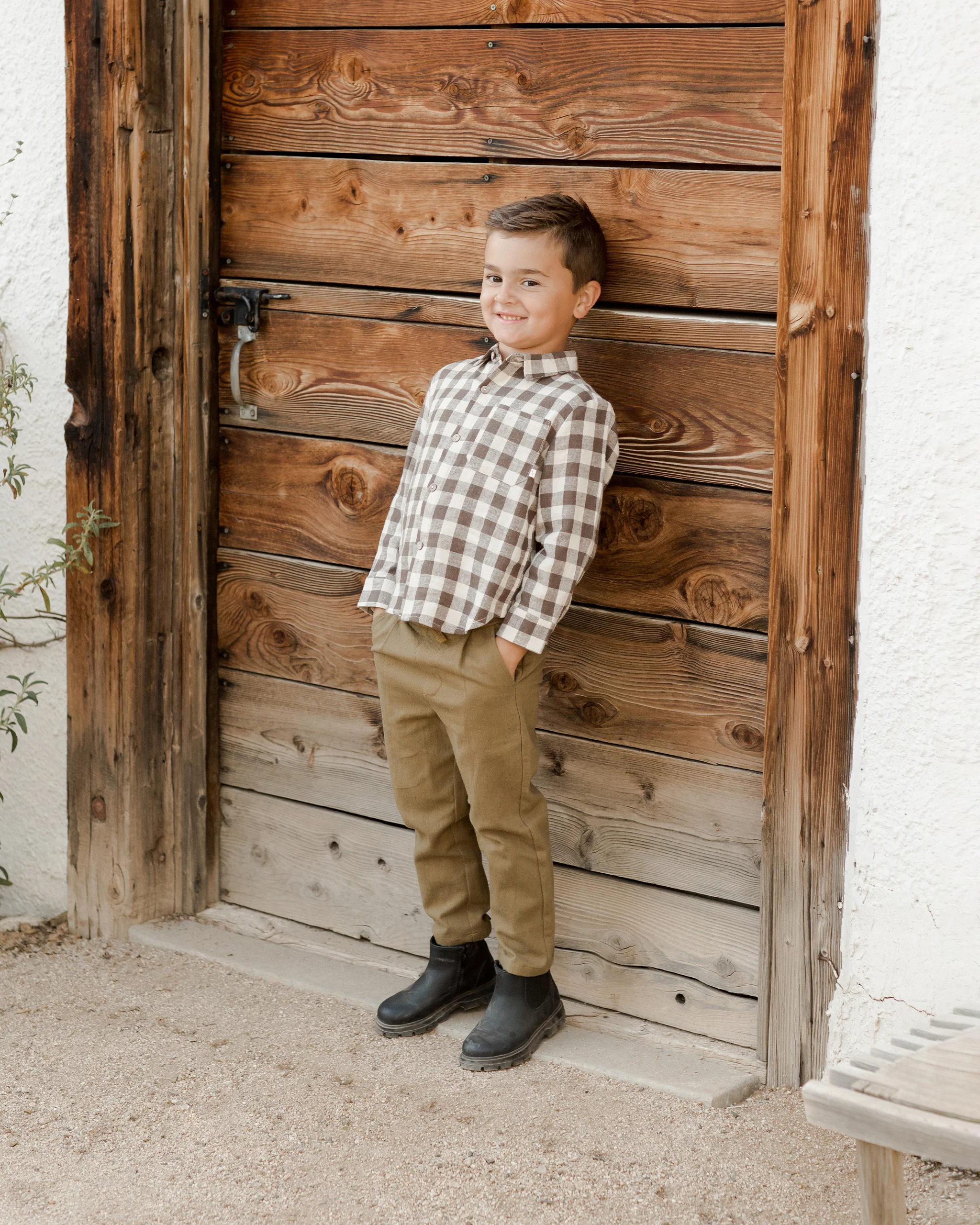 collared long sleeve shirt || charcoal check