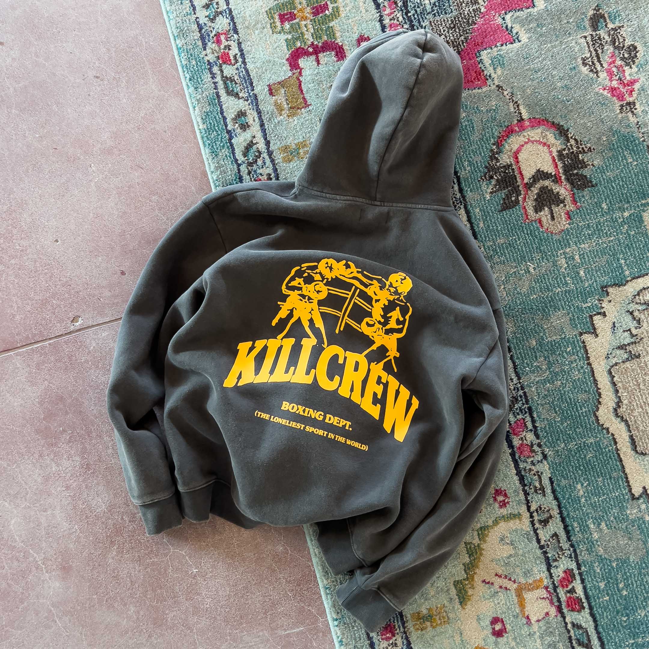 OVERSIZED LUX BOXING DEPARTMENT HOODIE - GUNMETAL / GOLD