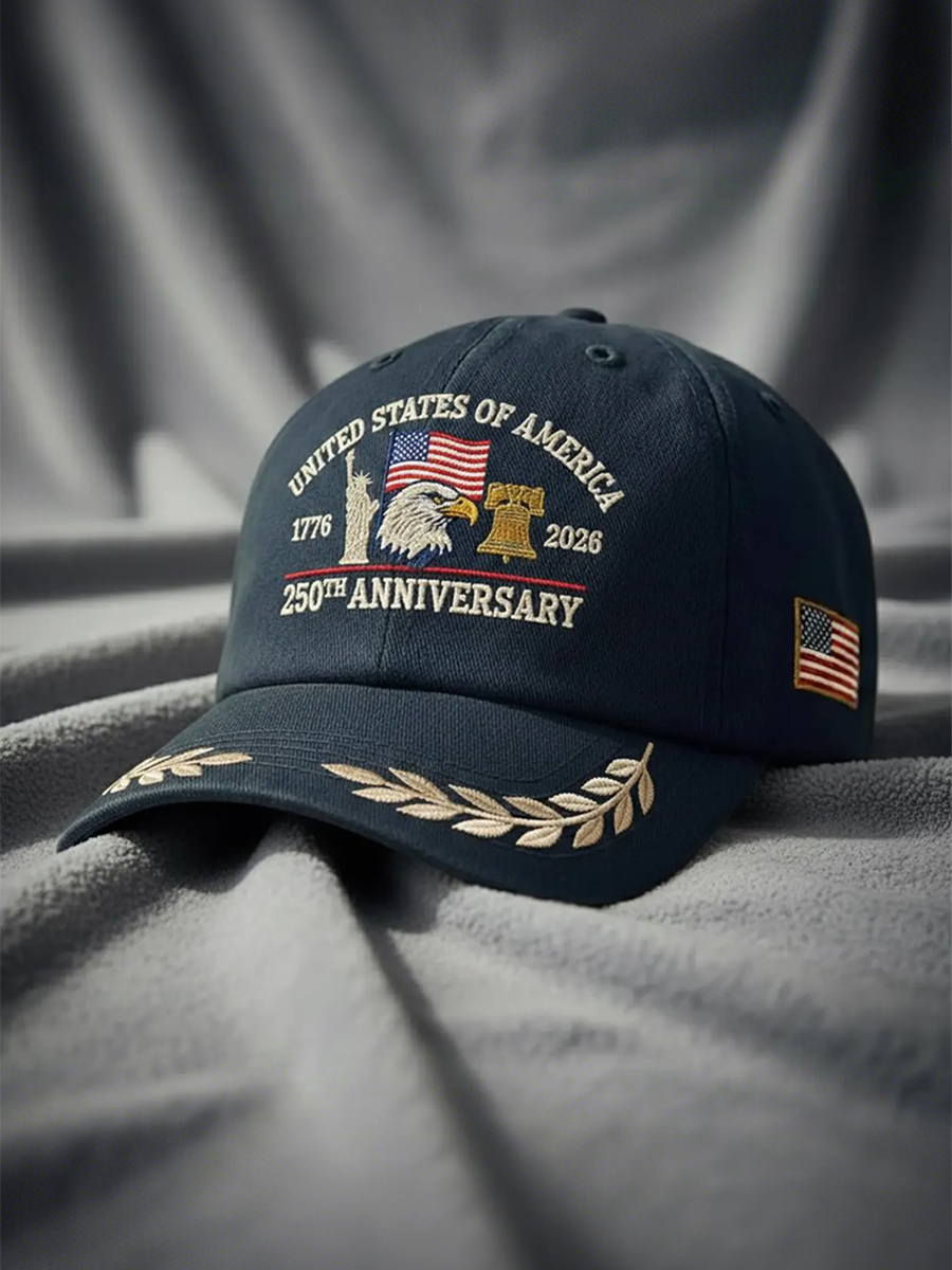 USA 250th Anniversary Statue Of Liberty & Liberty Bell Embroidered Baseball Cap