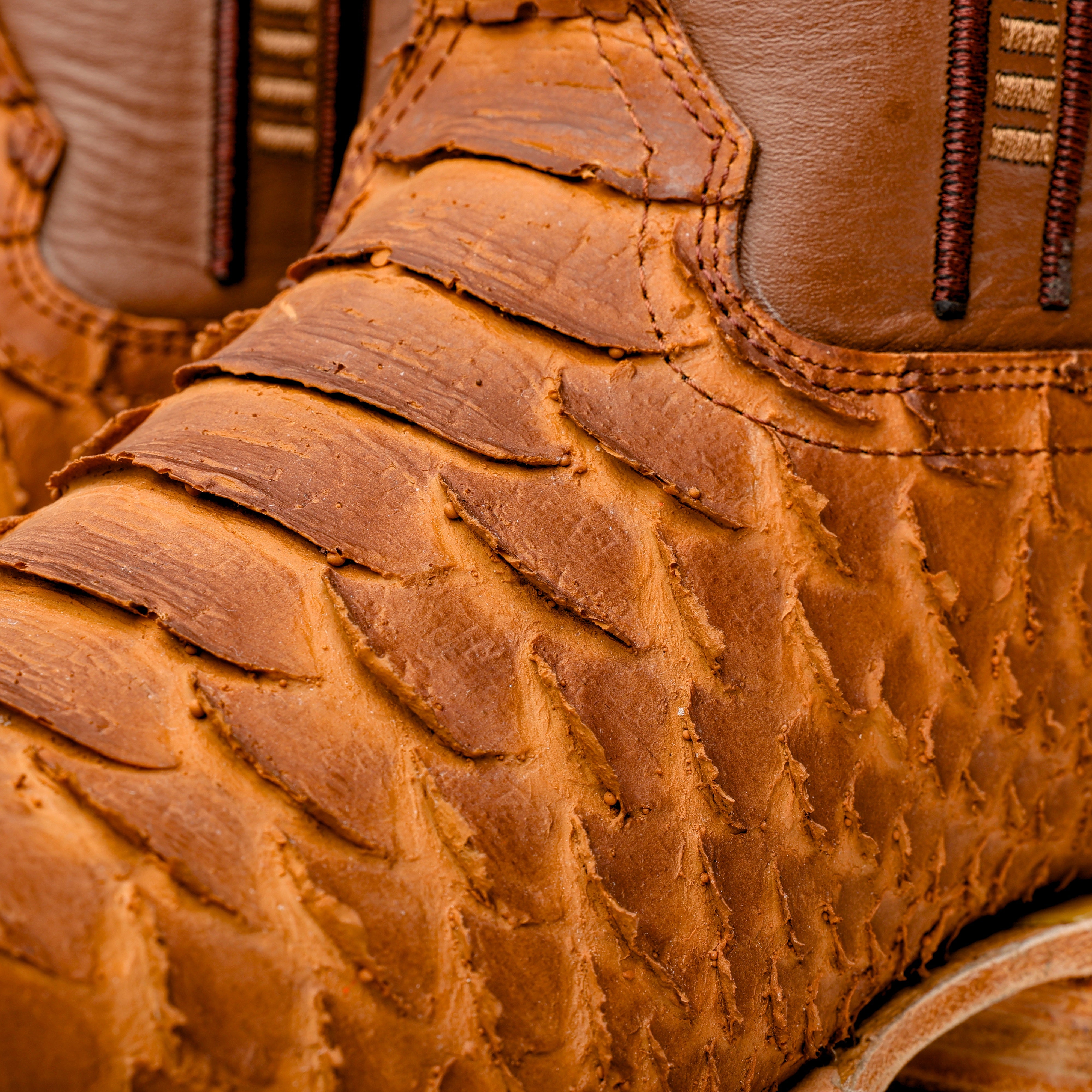 Matte Tan Jumbo Python Leather Boots - Square Toe