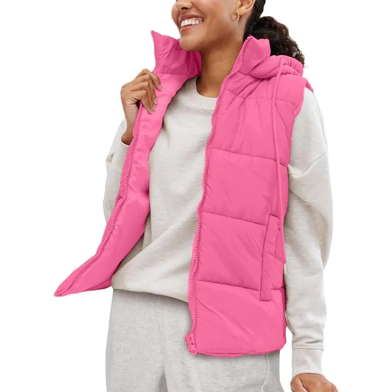 Women's Sleeveless Quilted Winter Warm Hooded