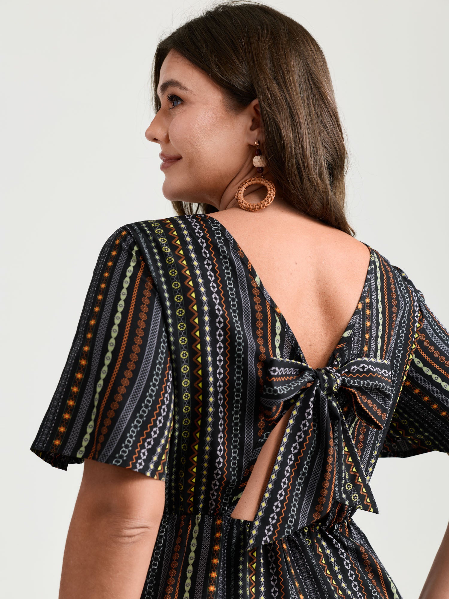 Colorful Stripes Back-Tie Cut-Out Romper