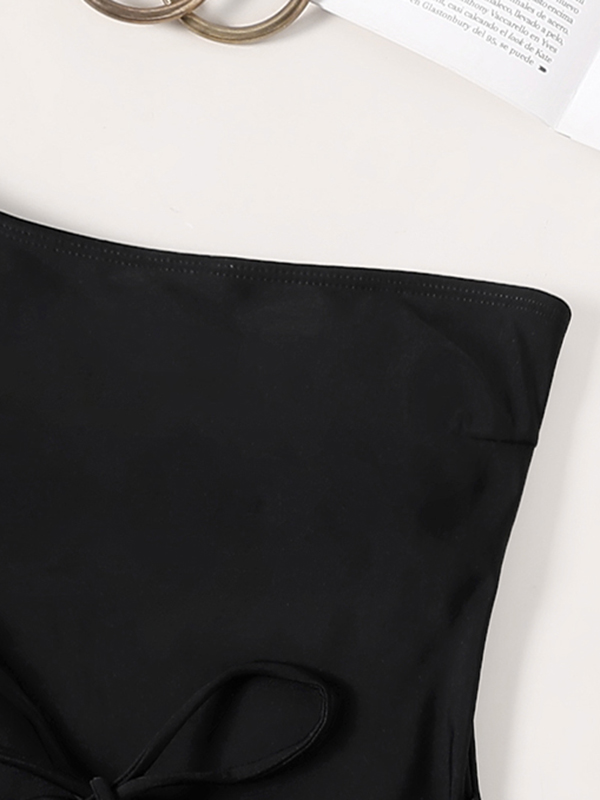 One-Shoulder Belted Chinlon One-Piece Swimwear