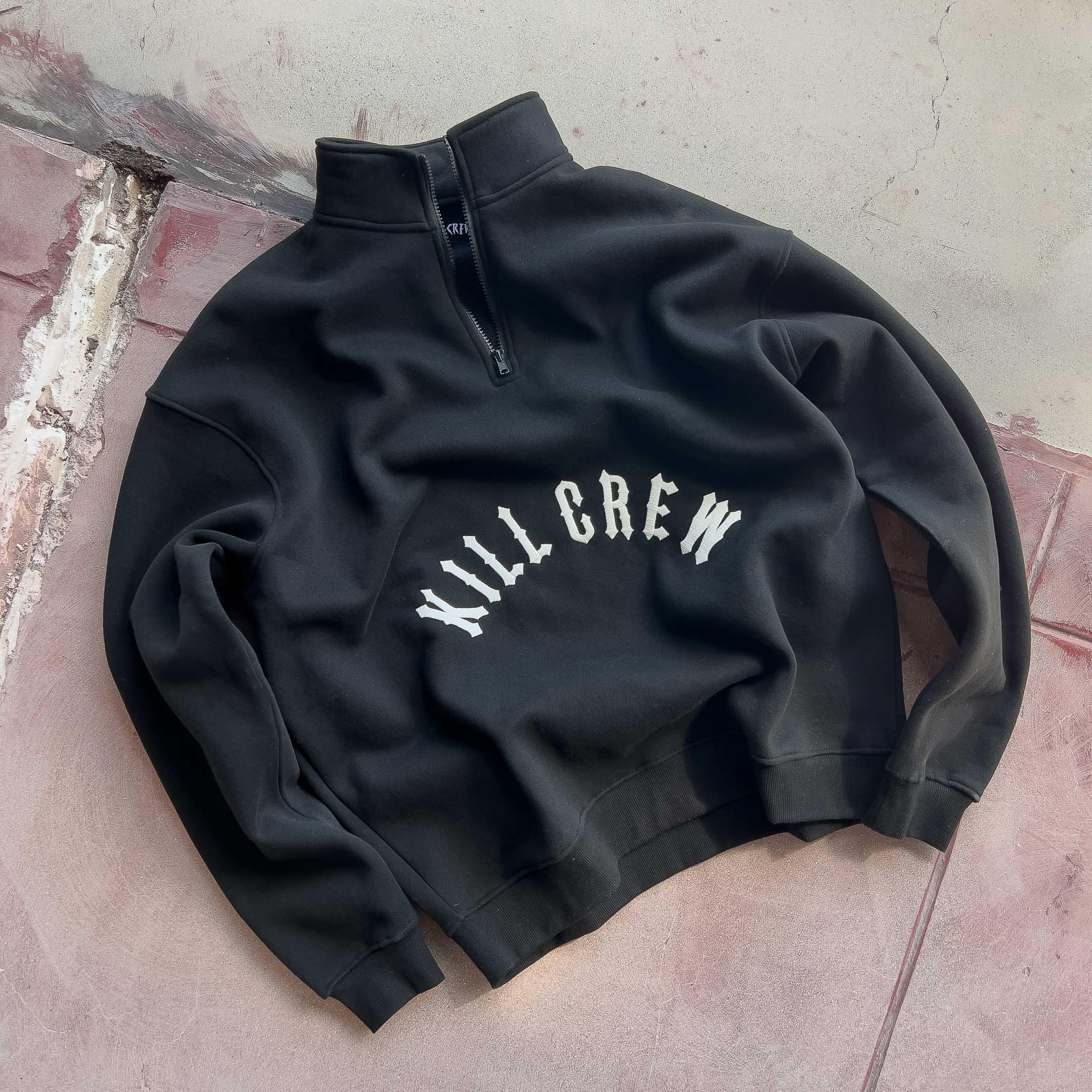 KILL CREW LUX QUARTER ZIP UP - BLACK / WHITE
