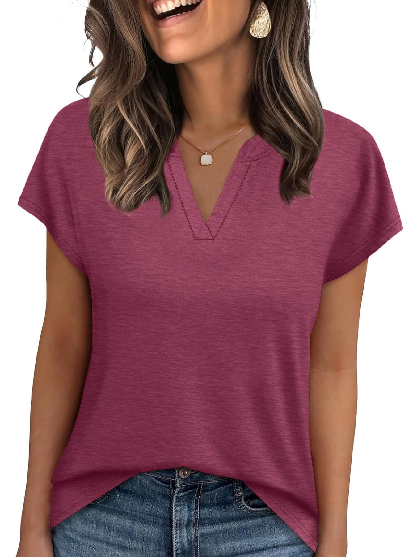 Notched Short Sleeve T-Shirt