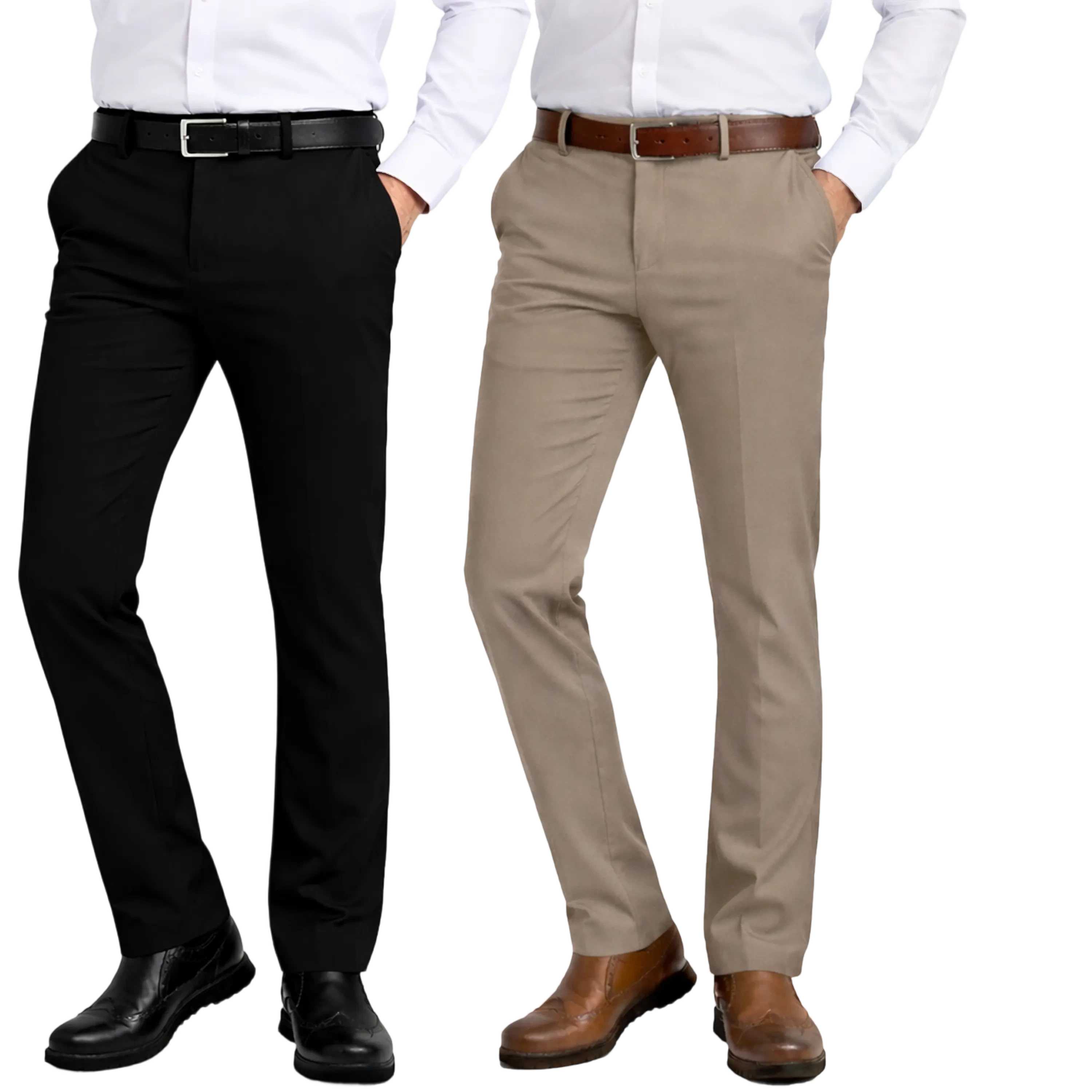 2-Pack Mens Flex Stretch Slim Fit Dress Pants (Sizes, 30-40)