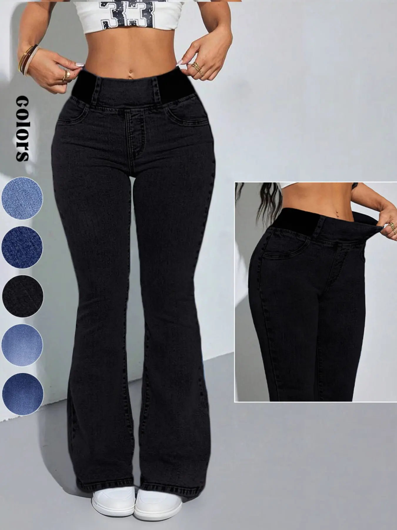 High-Waisted Stretch Flare Jeans