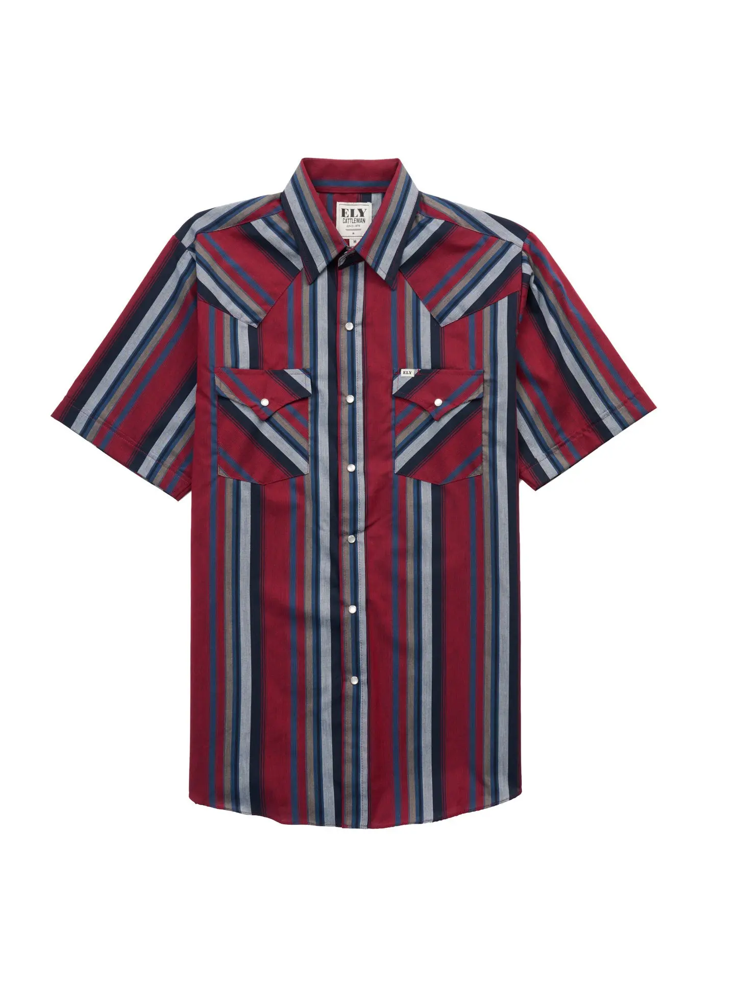 Men's Ely Cattleman Short Sleeve Stripe Western Snap Shirt