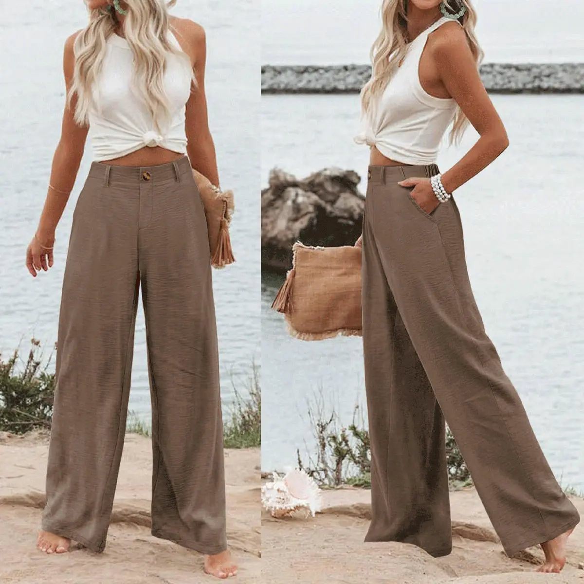 Women's Cotton Linen Pants | Summer 2026 Trendy High Waisted Wide Leg（TikTok Exclusive Offer）