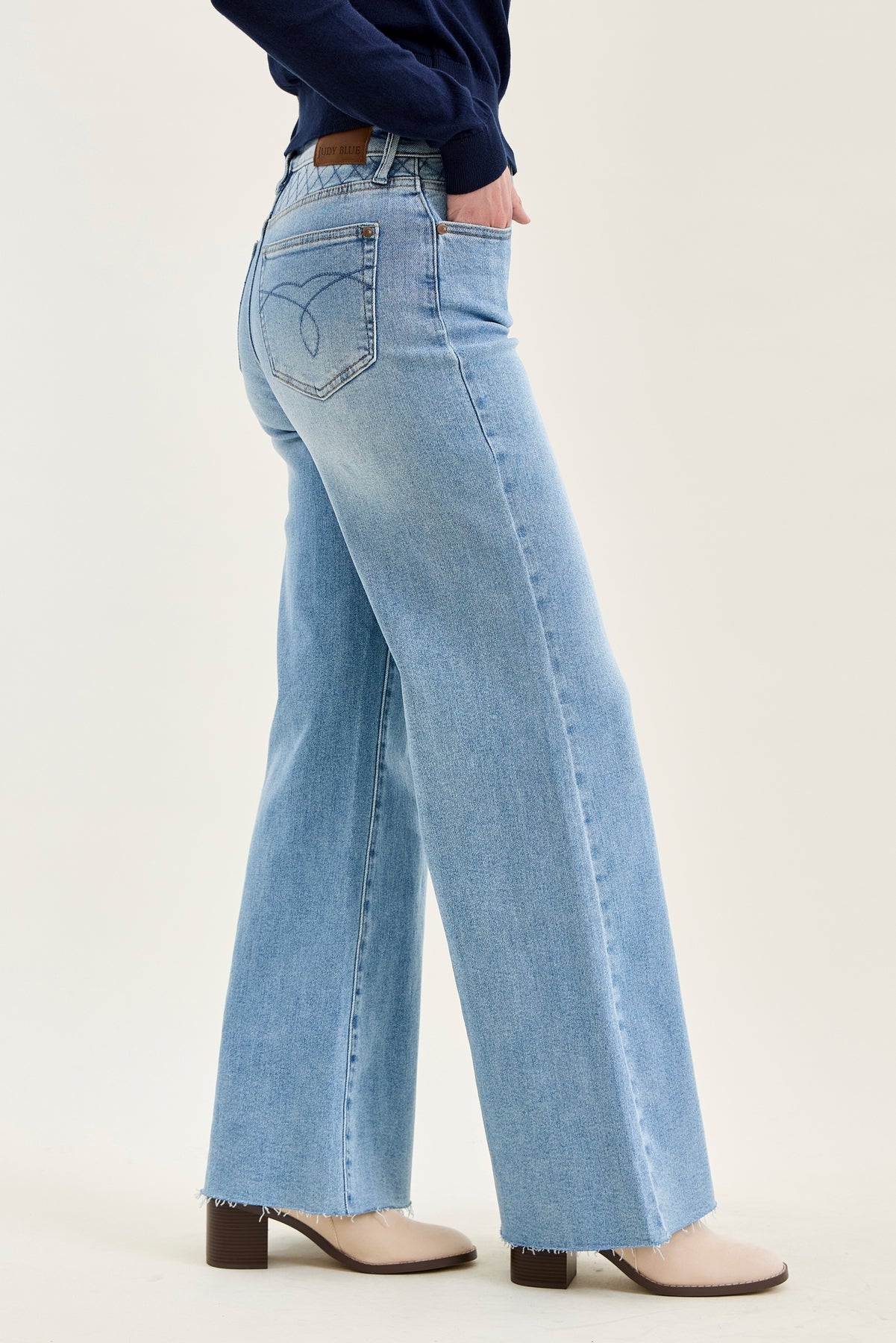 Lux Quilted Blue Retro Wide Leg