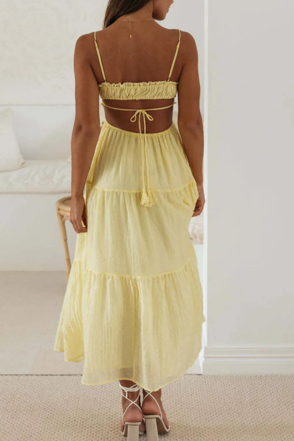 Cutout Square Neck Midi Cami Dress