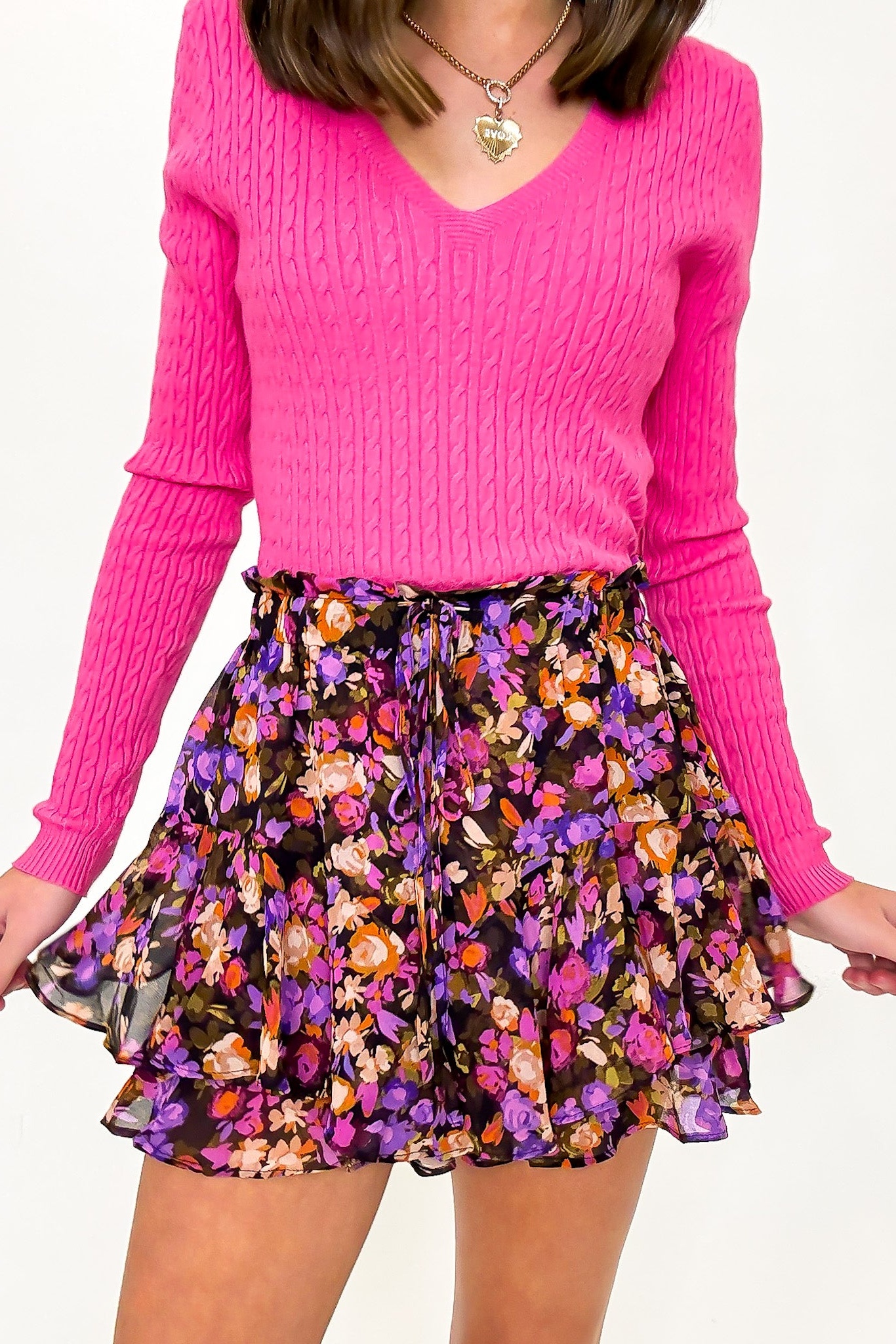 Violet Dreams Floral Flounce Skort
