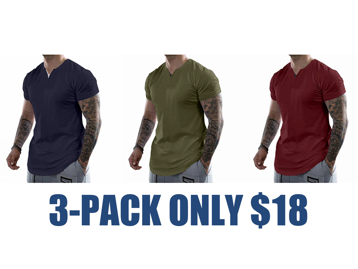 Men's Slim Fit V-Neck Muscle Tee - 2025 Spring Athletic Fashion