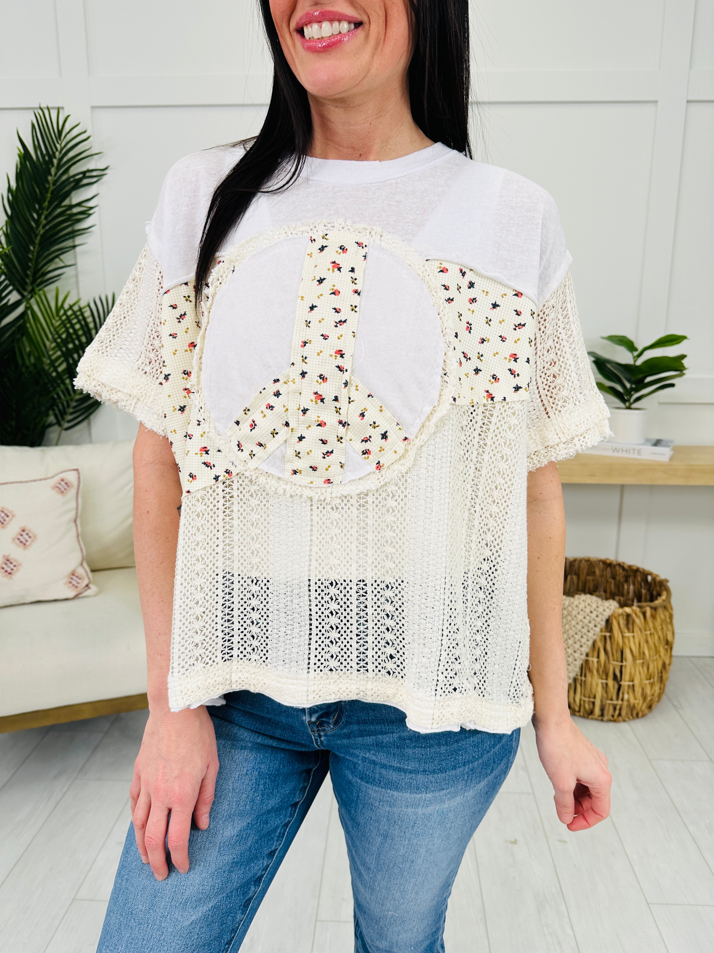 Harmony Stitch Top In Ivory Multi