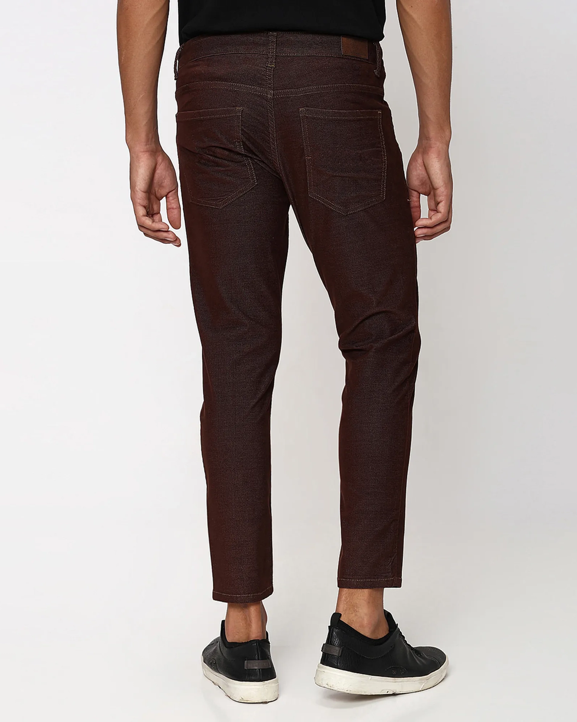 Classic Versatile Soft Slim-Fit Straight-Leg Brown Trousers