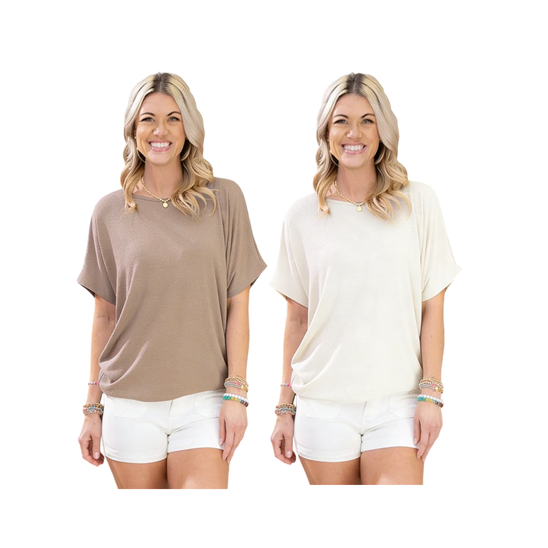 Women's Dreamy Dolman Short Sleeve Knit Top