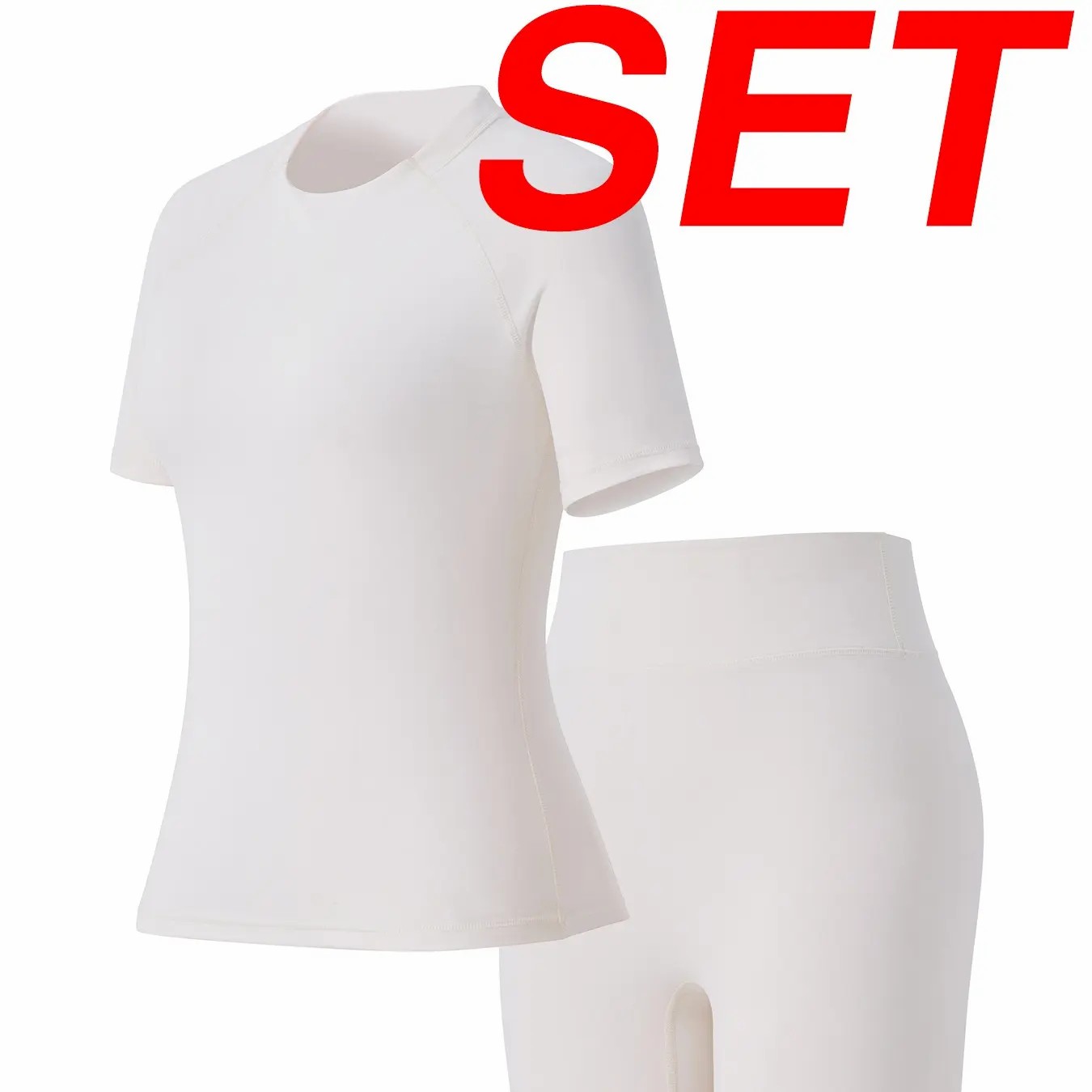 Women's Tracksuit Set - No Seamless Shorts & Raglan Sleeves Tee with Flat Tummy Effect & Glute-Lifting Fit