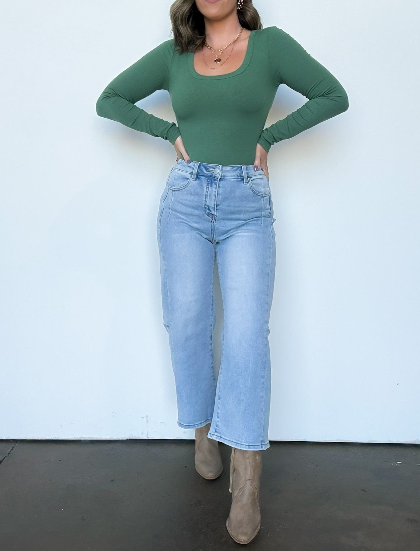 Crop Wide Leg Seam Detail Jeans