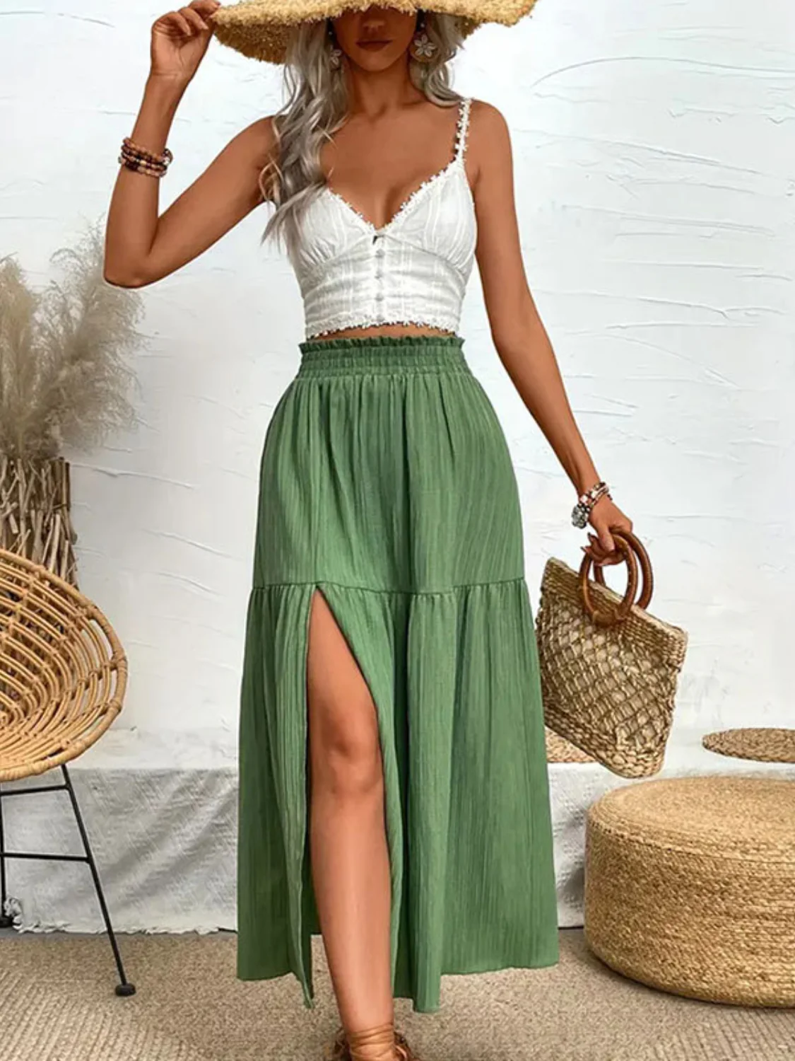 Frill Slit Skirt (multiple color options)