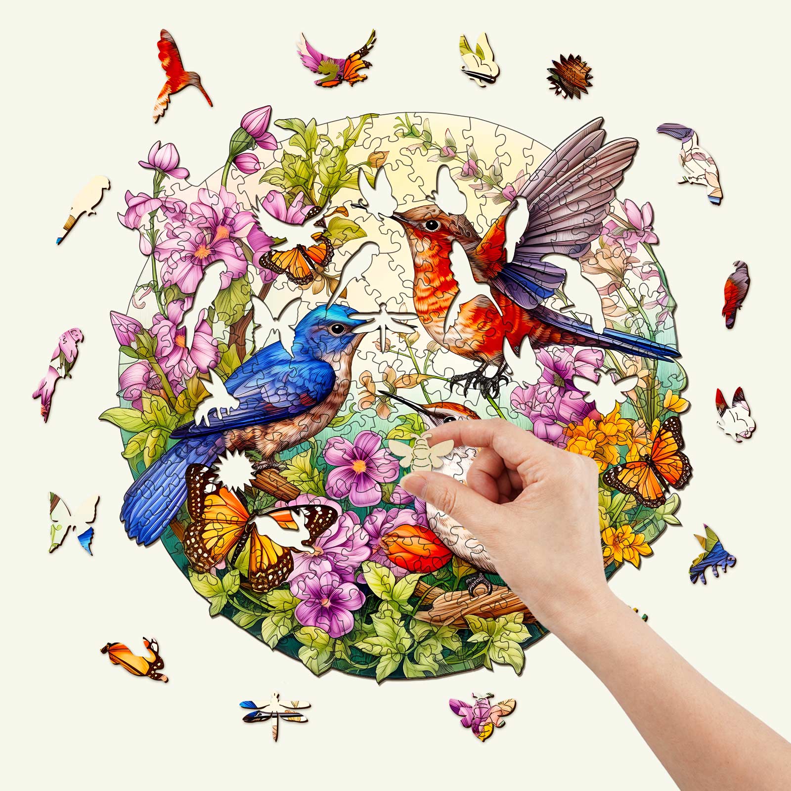 Birds And Butterflies Wooden Jigsaw Puzzle