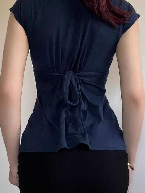 Women's Plain Tee, Basic Casual Minimalist Short Sleeve Slim Fit T-shirt