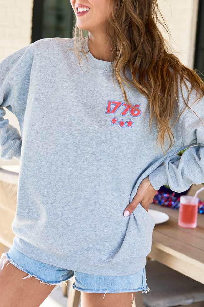 Freedom 1776 Light Grey Graphic Sweatshirt