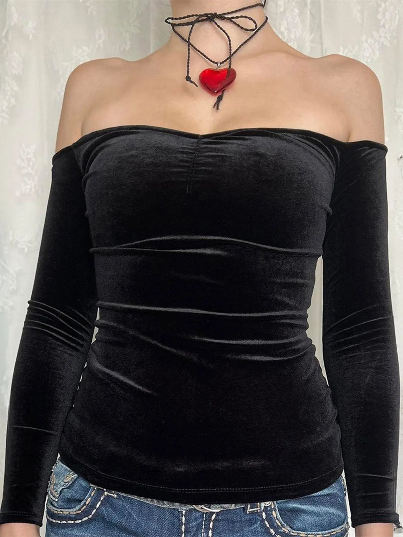 Off-Shoulder Long Sleeve Top