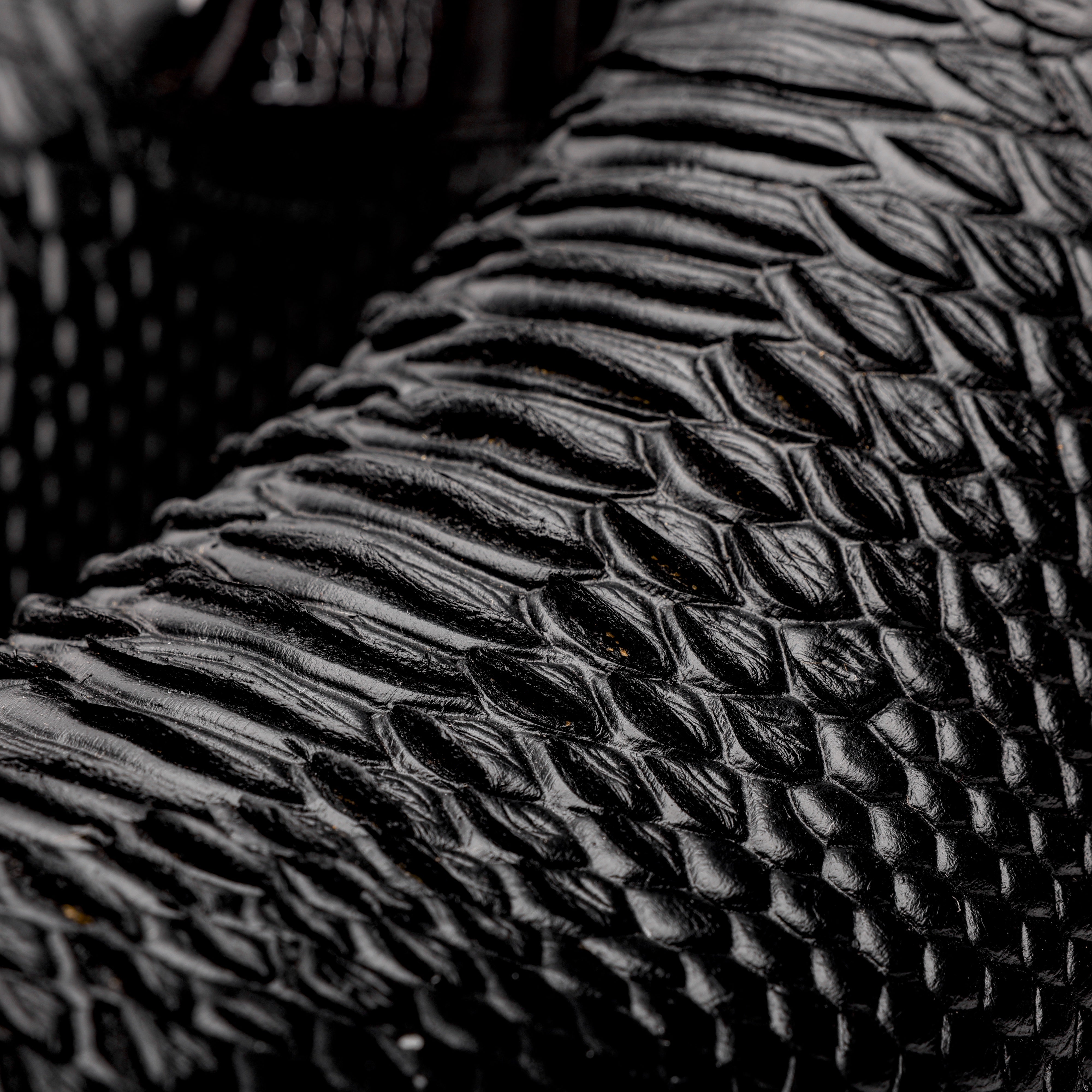 Black Python Leather Boots - Square Toe