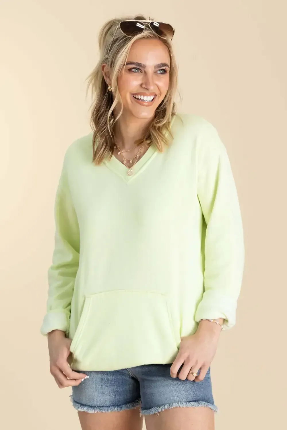 🔥Your Favorite Is Back! Pigment Dyed Cozy Campfire V-Neck Sweatshirt