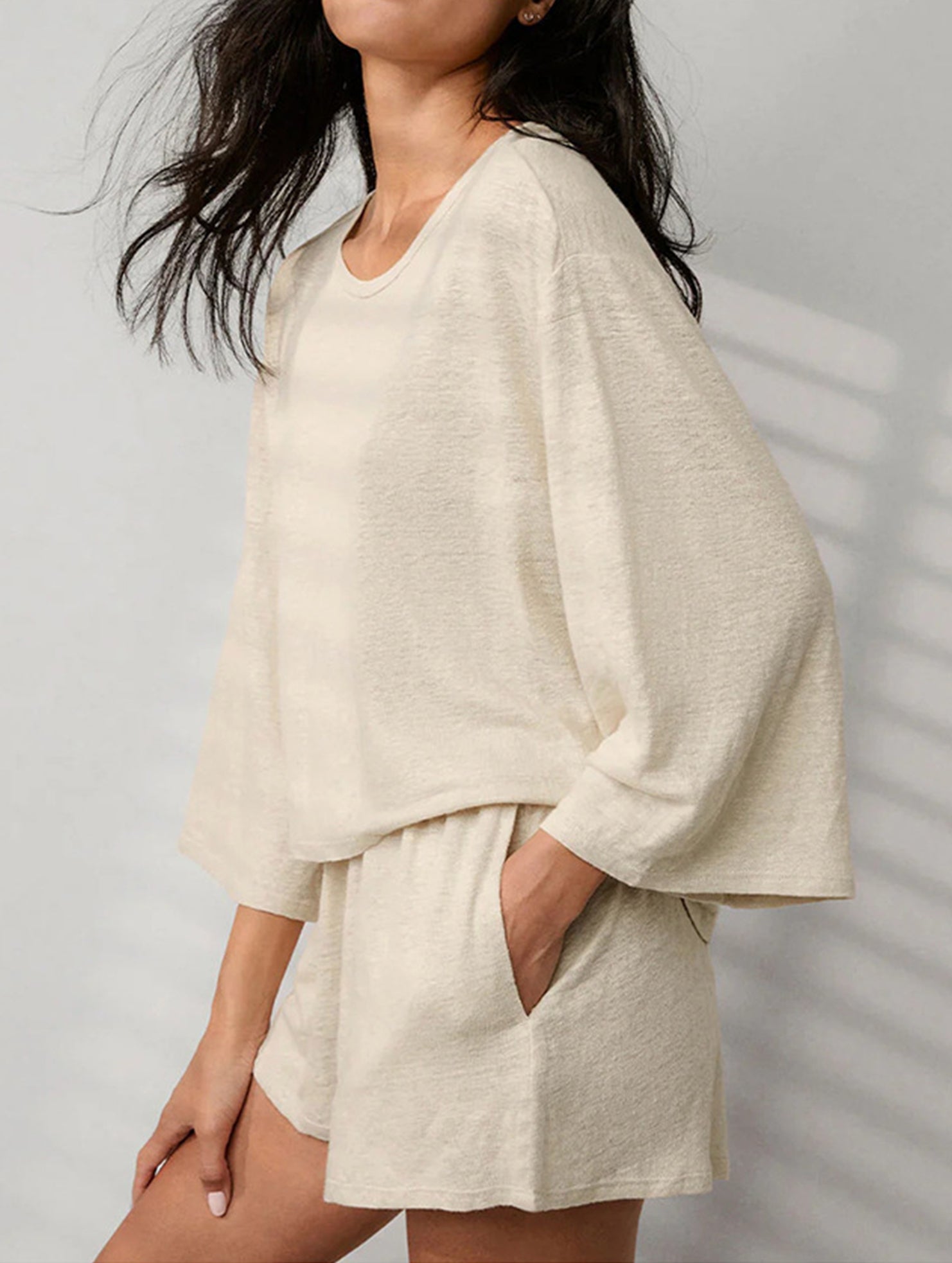 Tencel Linen Lounge Tee Shorts Set_CWSTB01060