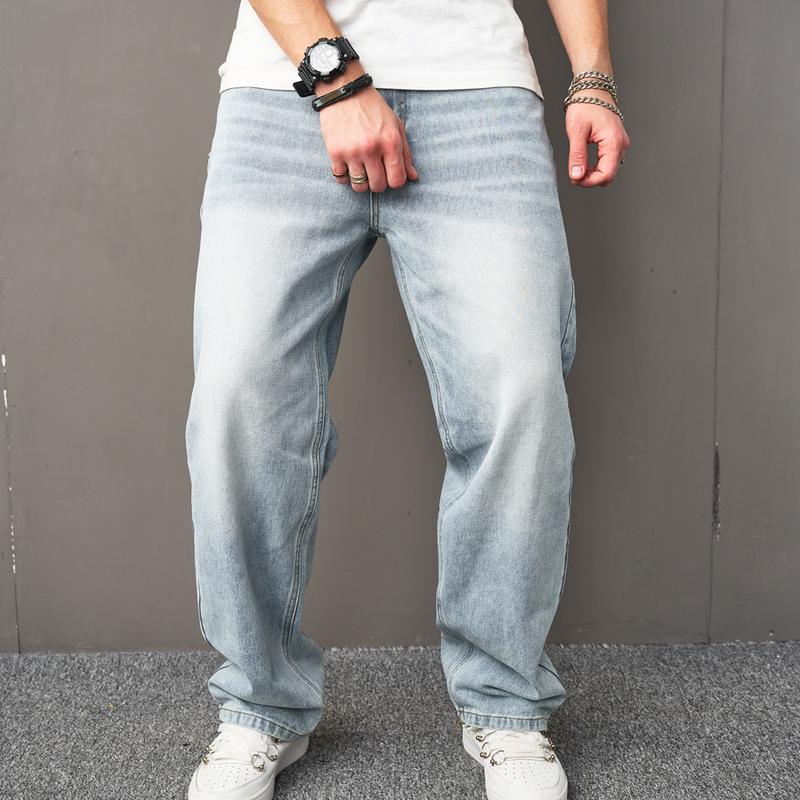 Men’s Loose Fit Cargo Denim Pants — Relaxed Streetwear Style