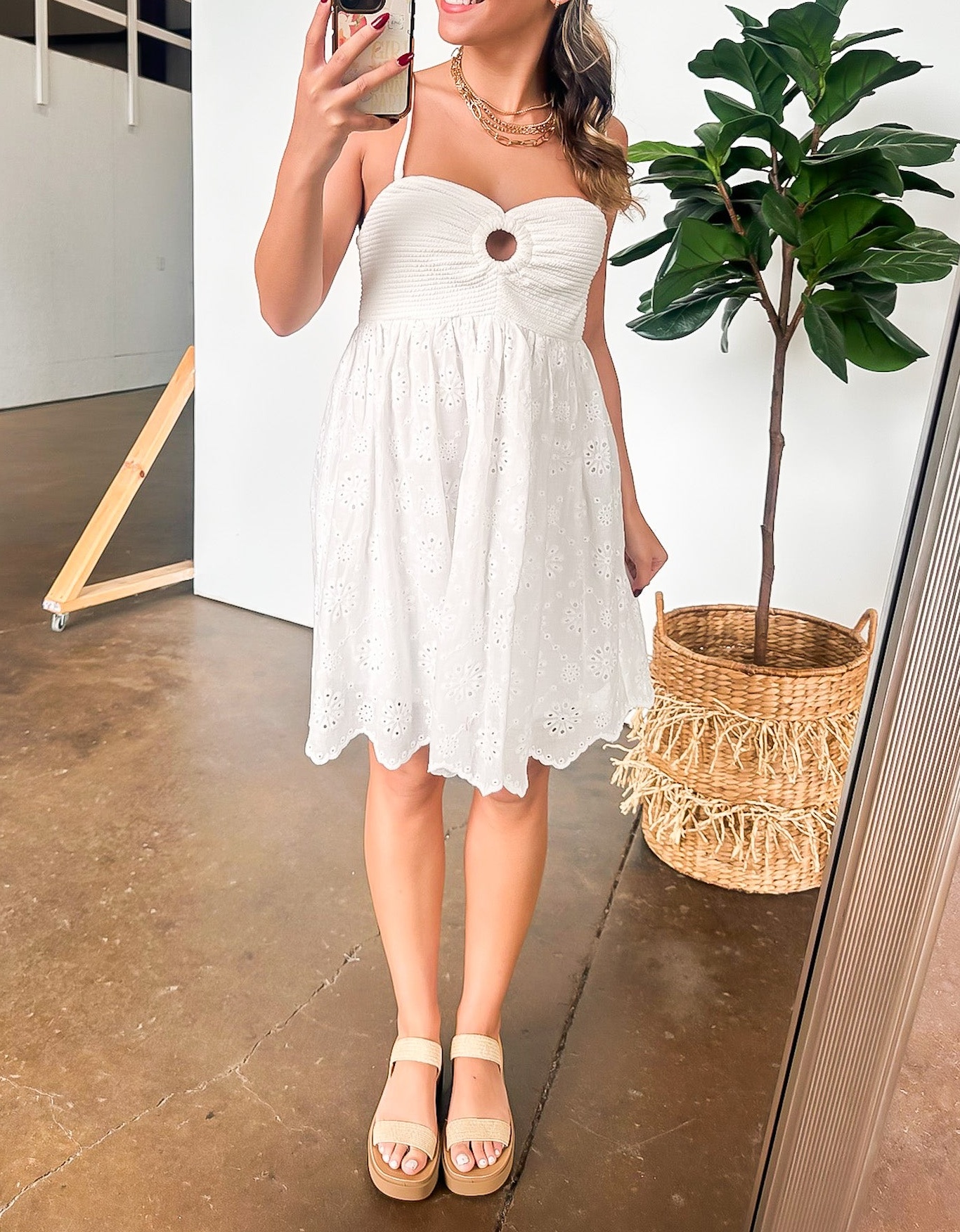 Kalis Scallop Eyelet Dress