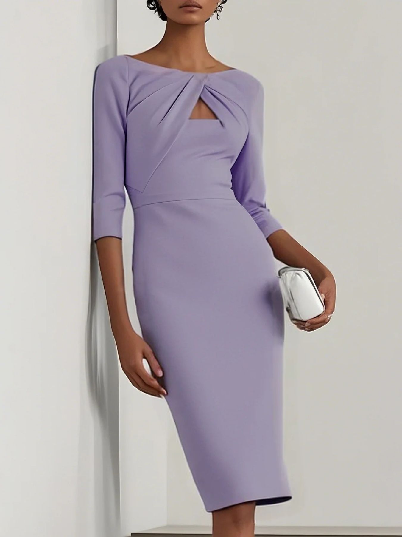 Twist-Front Cutout Midi Dress