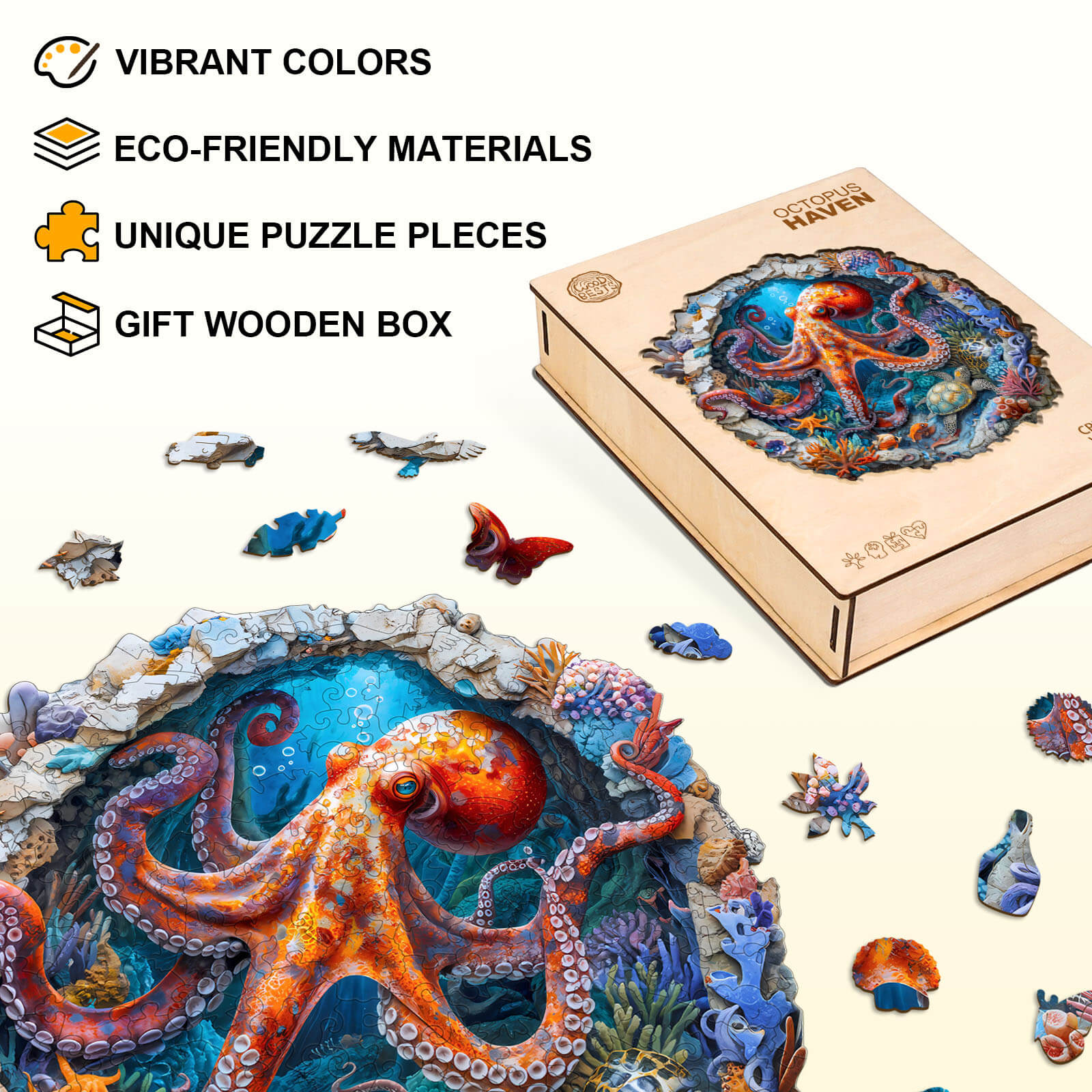 Octopus Haven Wooden Jigsaw Puzzle