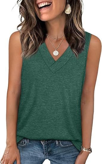 🎁✨Women's Sleeveless V-Neck Slimming Loose Fit Casual Tank Top T-Shirt