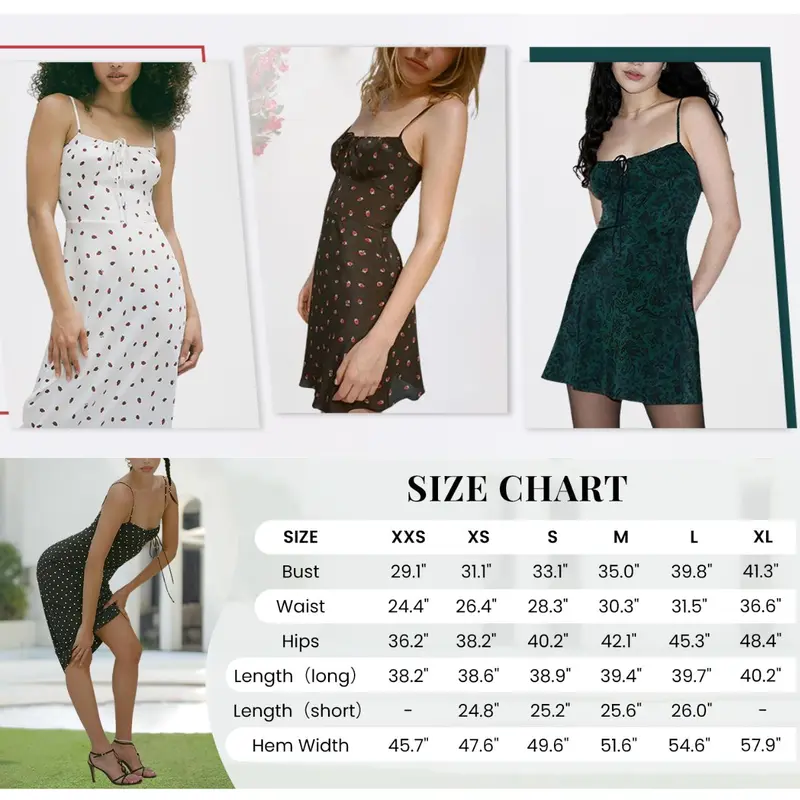 Women's Floral Dress Low-Cut Square Neck Spaghetti Strap Tie Bodycorn Dresses Casual Wear Slip with Adjustable Straps & Elastic Neckline