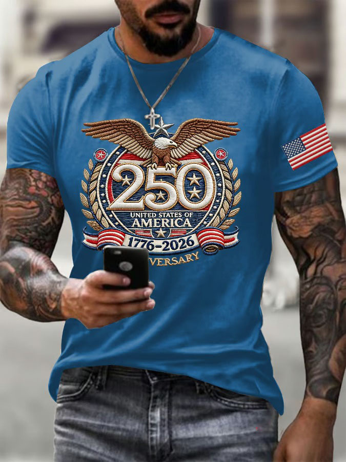 Men'S American Flag Commemorative 250Th Anniversary Classic Pattern Short Sleeve T-Shirt
