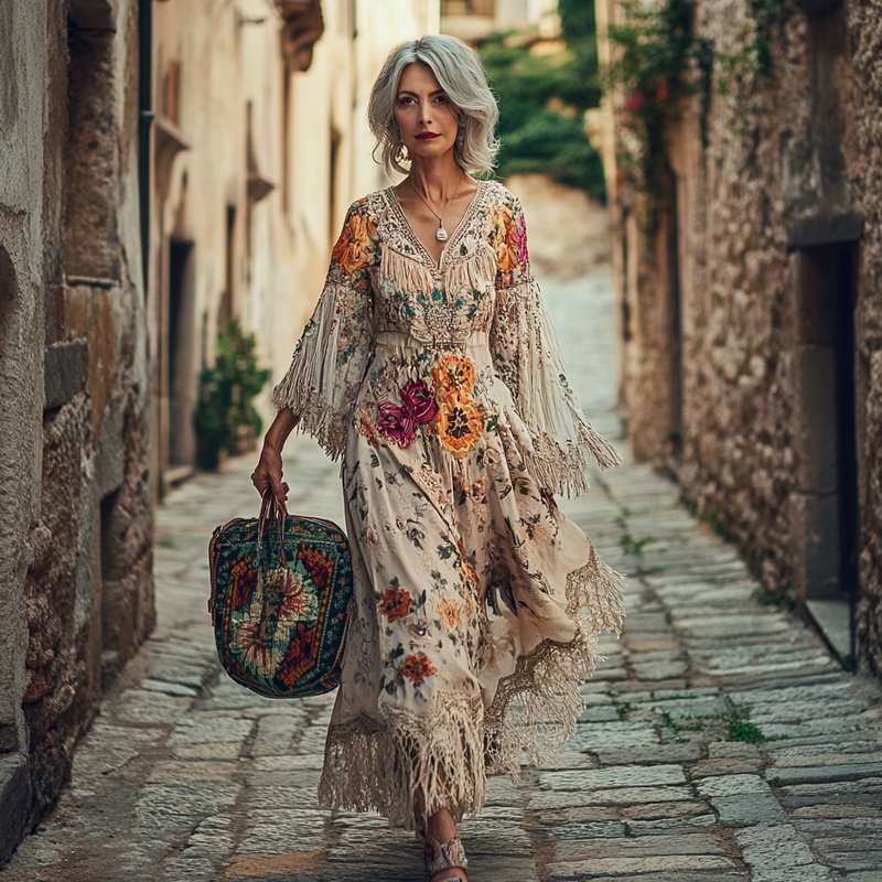 Vintage Loose Linen Patchwork Dress 6791