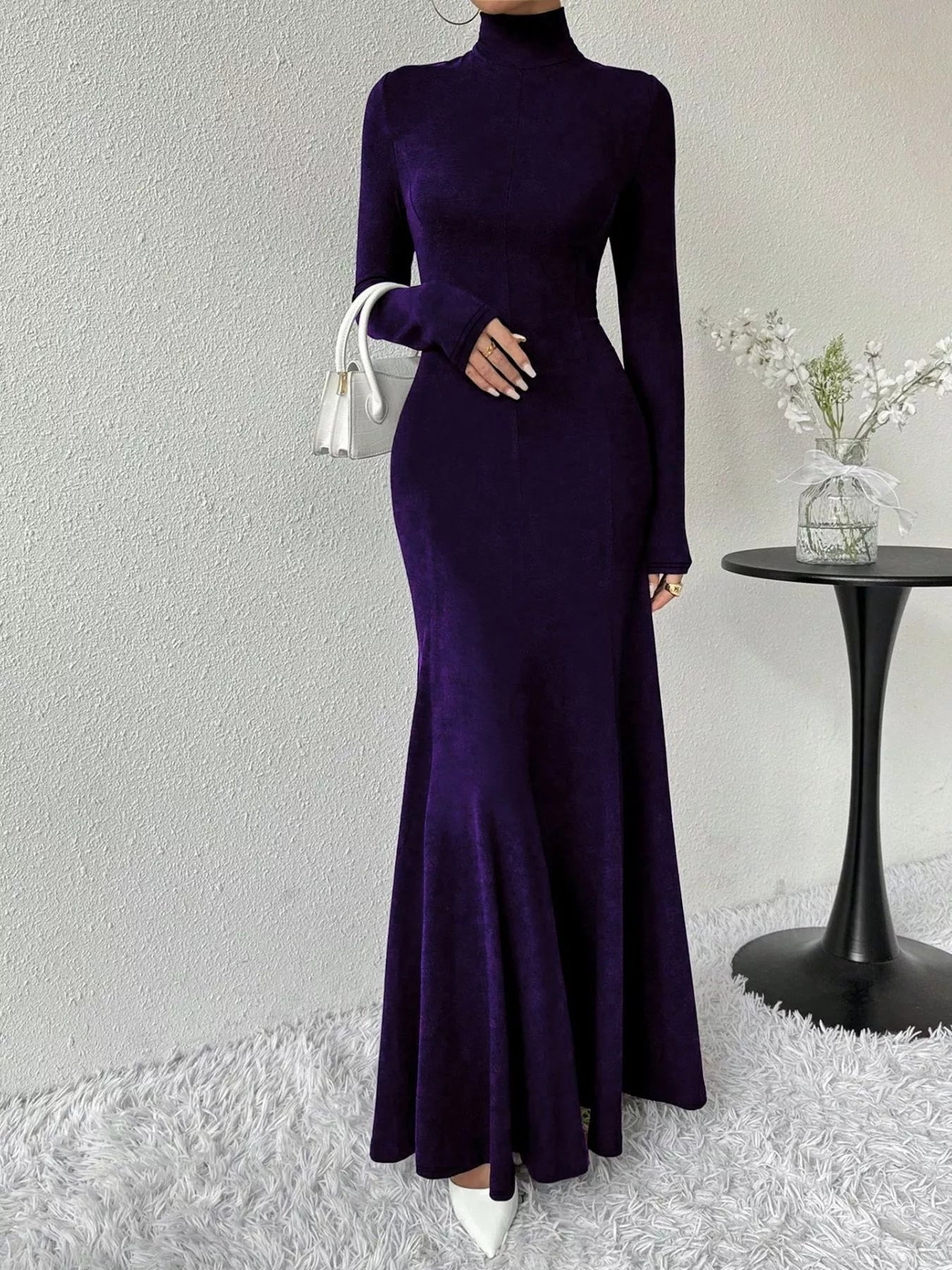 Turtleneck Long Sleeve Maxi Mermaid Dress