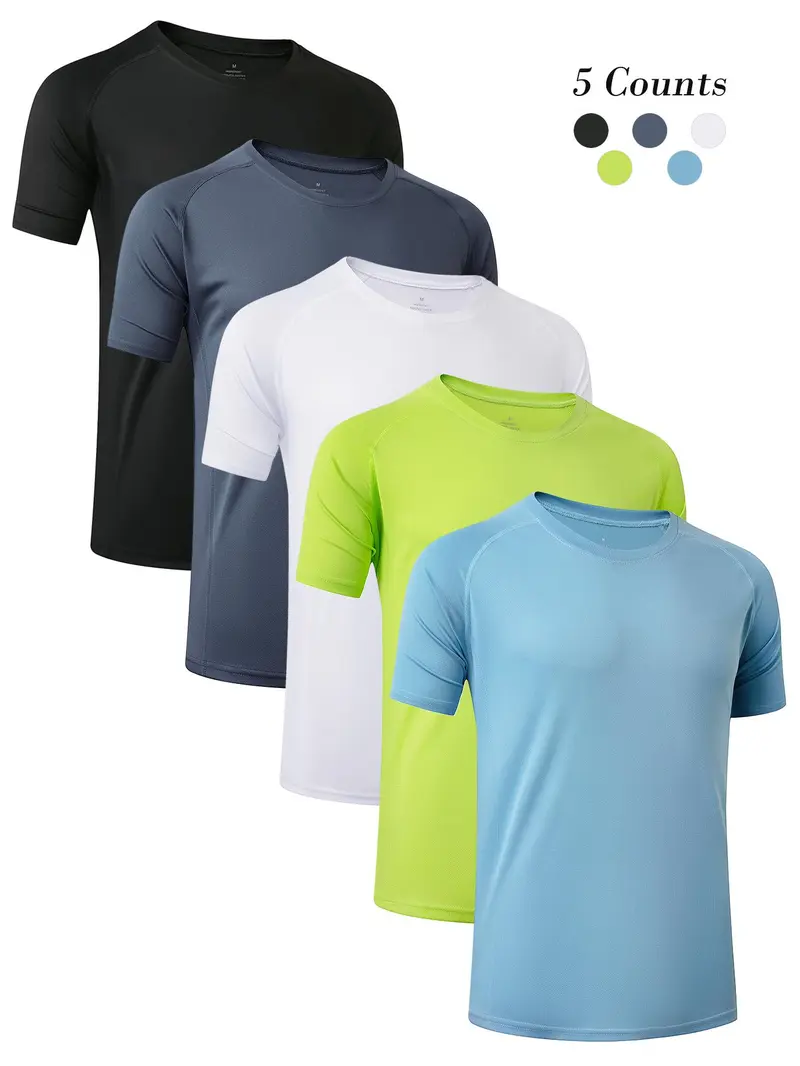 🔥Men’s Quick-Dry Athletic Tees – 5-Pack Only $24!