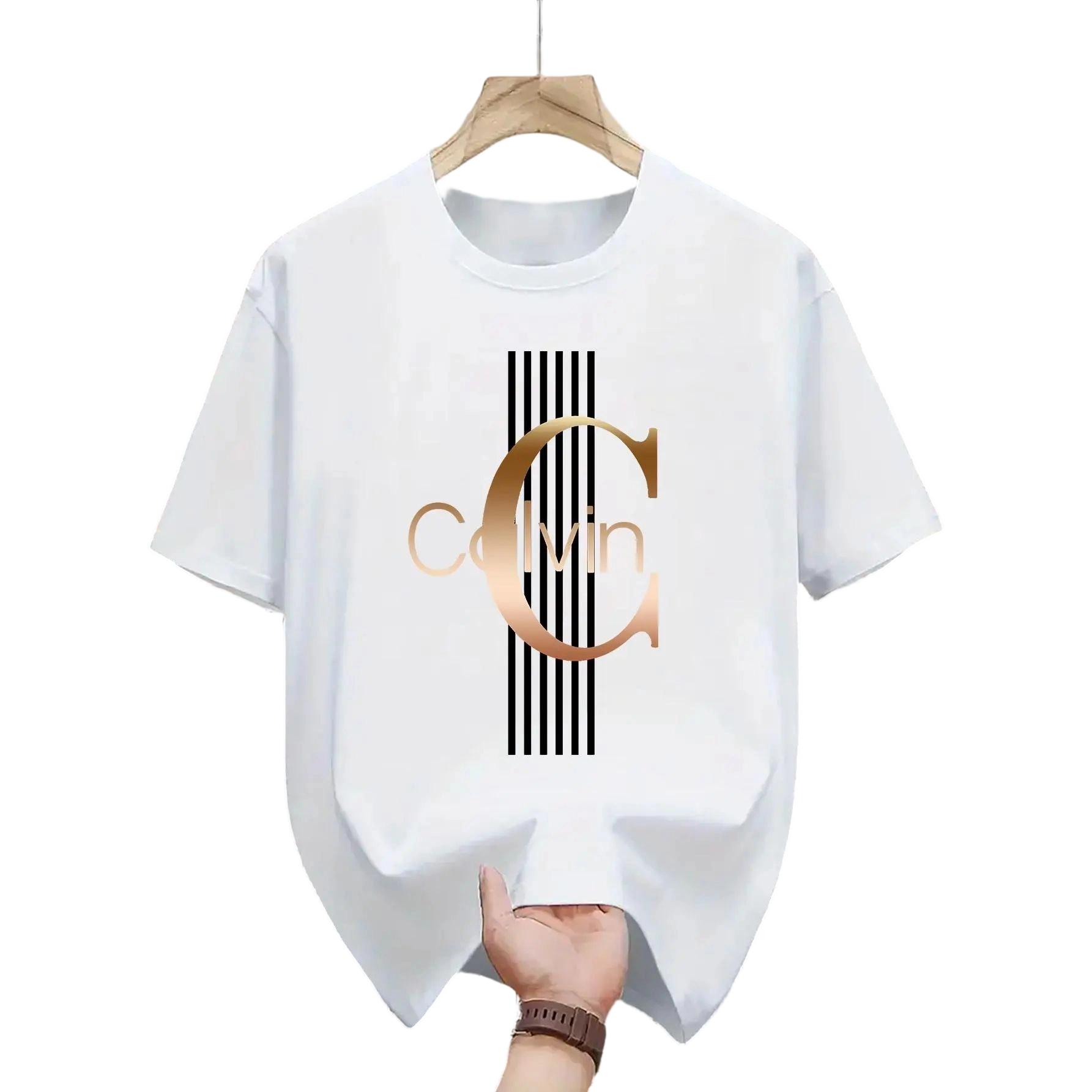Men'S Casual Graphic T-Shirt - Bold Letter Print with Black Stripes & Golden Accents, Breathable Round Neck Summer Streetwear, Machine Washable, Comfortable Everyday Fashion Tee, Everyday Tshirt |Bold Letter Print |Comfortable Fit, T Shir Cotton